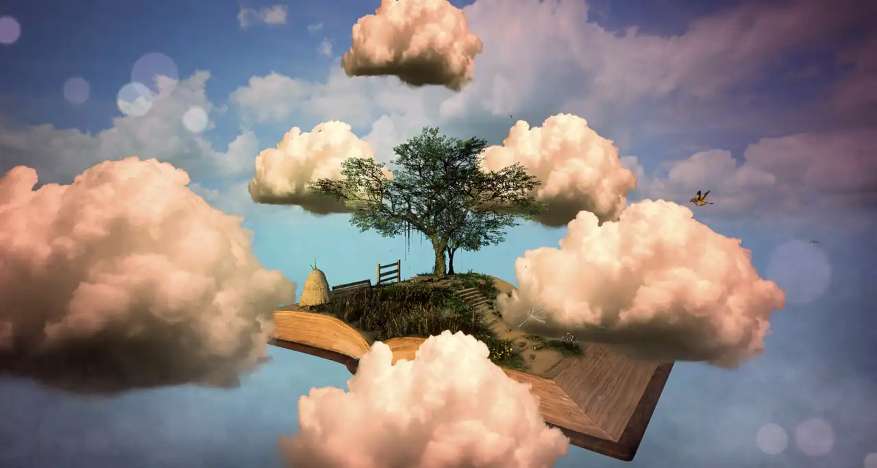 Книги, облака, небо, мудрость, смысл, найти себя, счастье