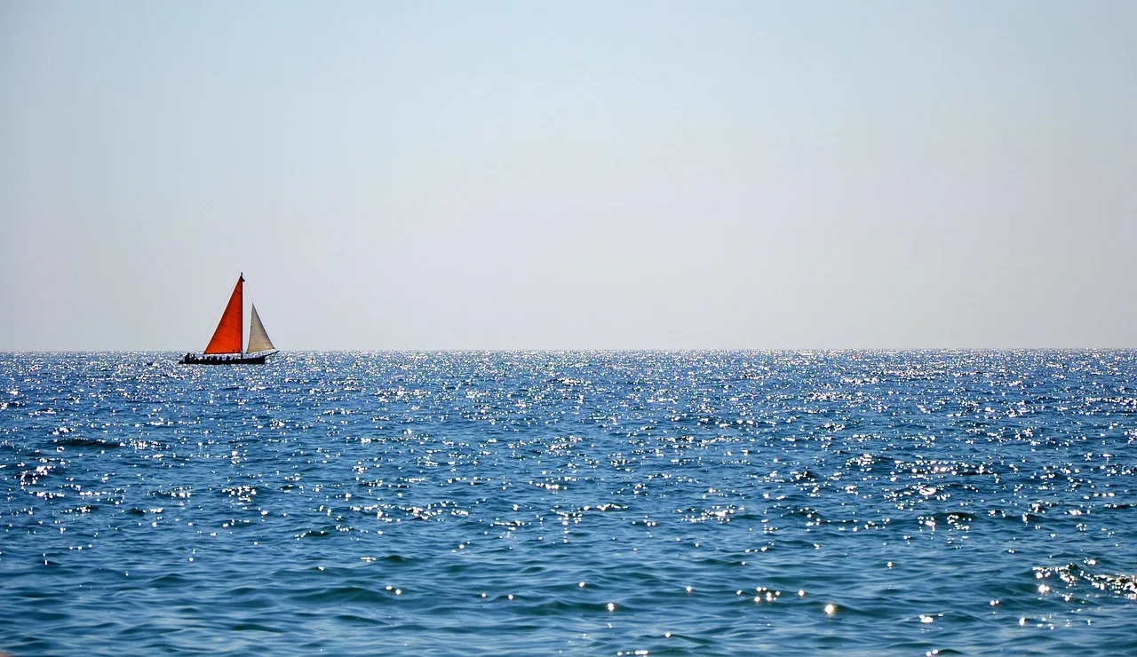 Чёрное море, бескрайнее, паруса, лодка, вода