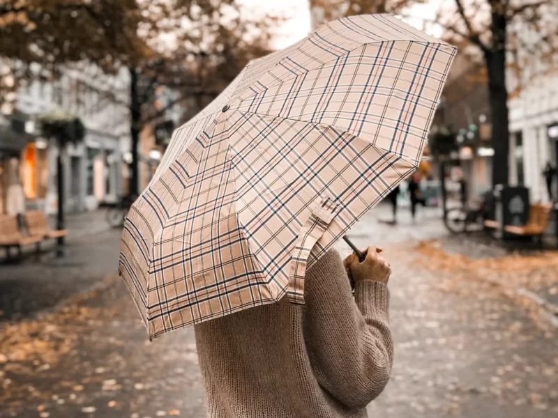 Осень, девушка, счастливый дождь, зонт, улица