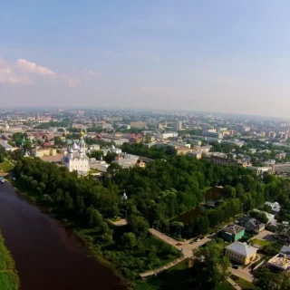 Россия, Вологда, река, город, лес, панорама, снимок с воздуха